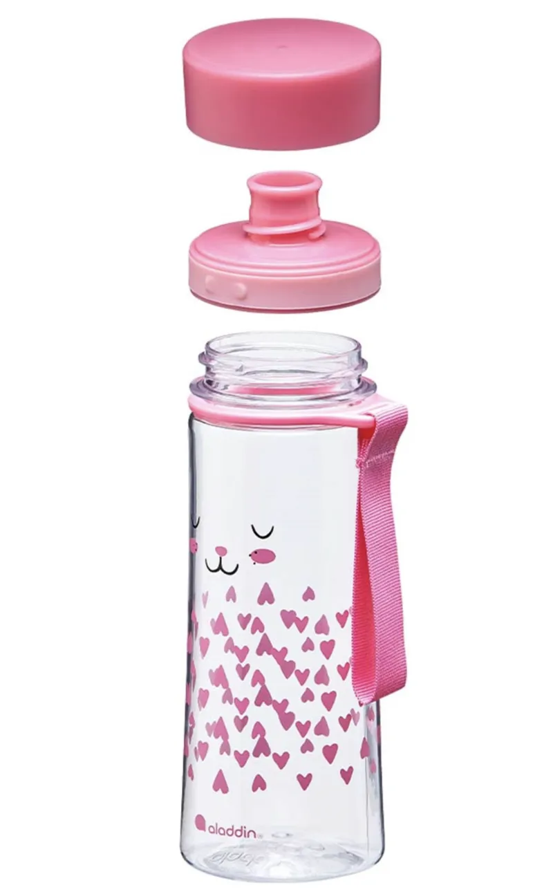 Aladdin Aveo Sustainable Tritan 350ml Kids Water Bottle Clear/Pink Bunny-1